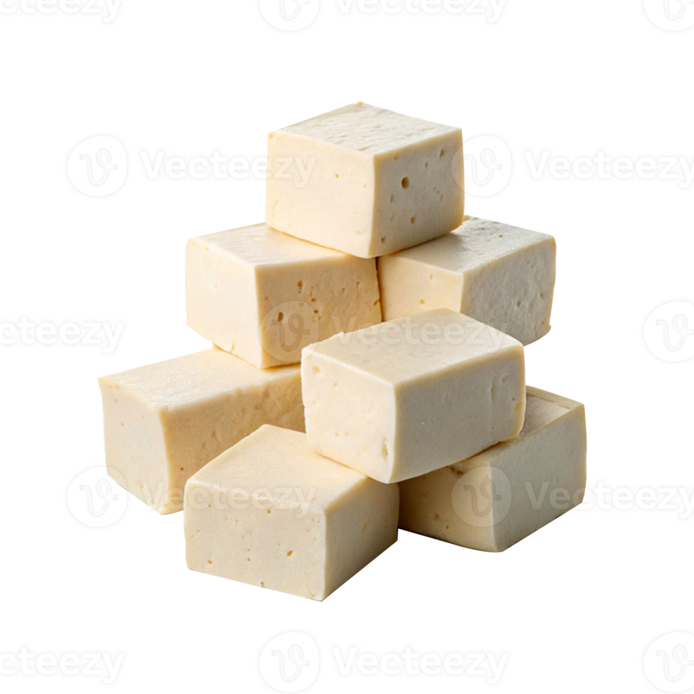 Stacked Cubes of Fresh Tofu on a Transparent Background png