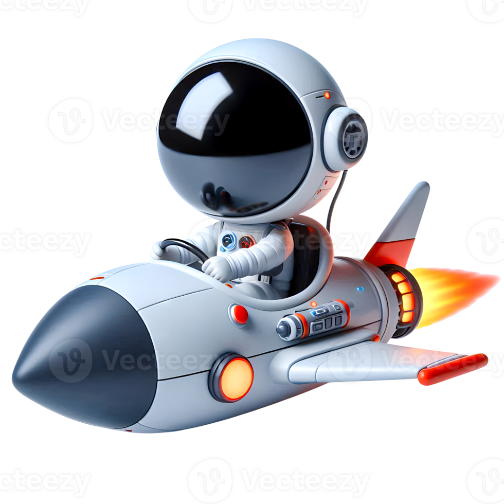 Cute Astronaut Riding a Space Rocket png