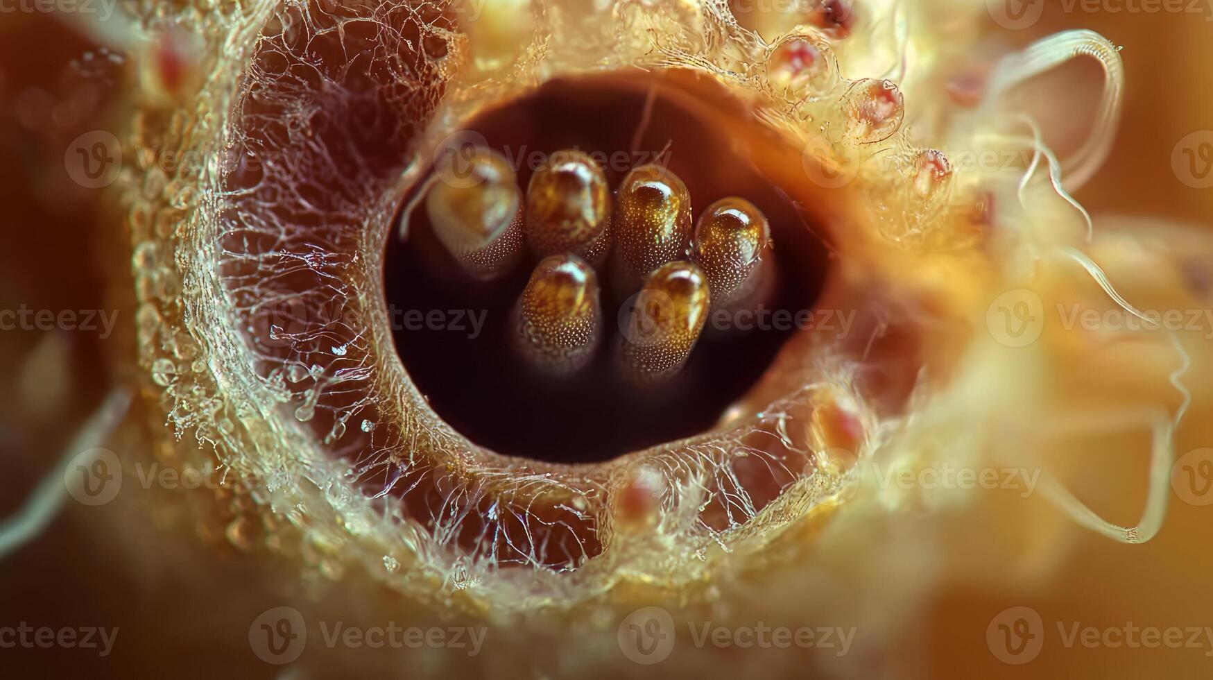 A close up of a flower with many small seeds photo