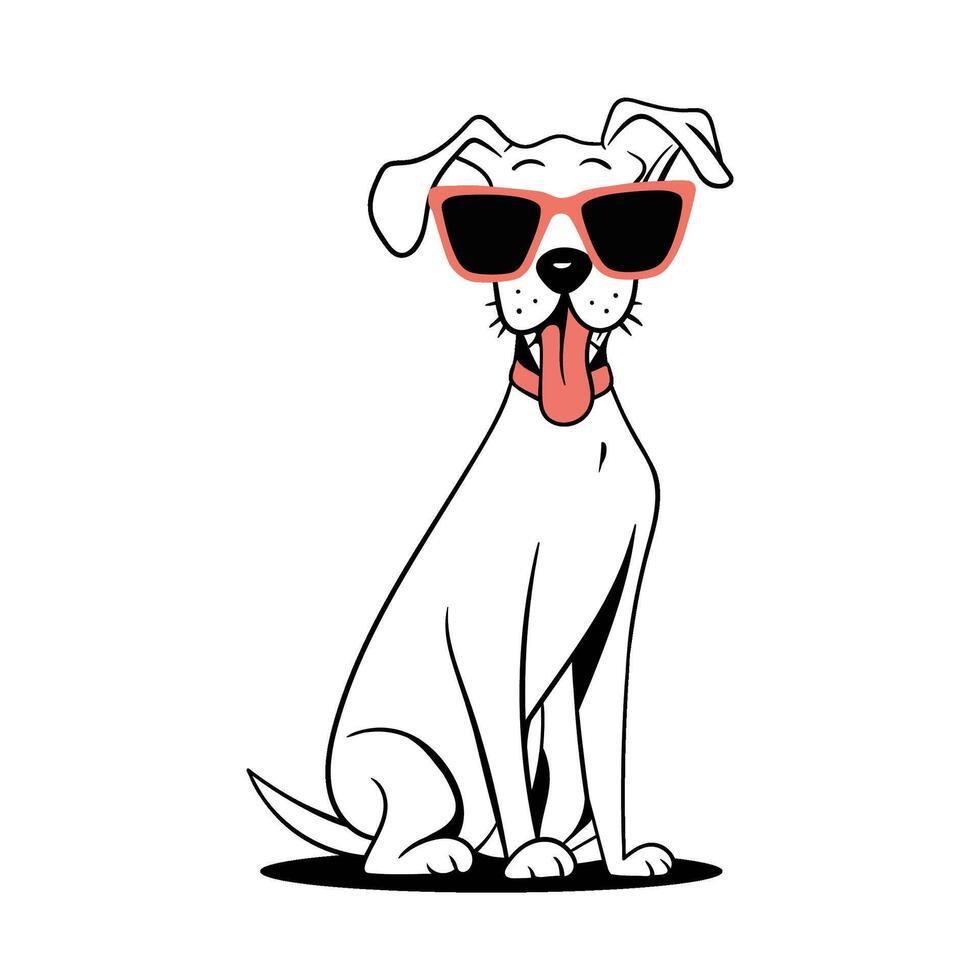 Charming cartoon dog wearing stylish sunglasses and sitting happily vector