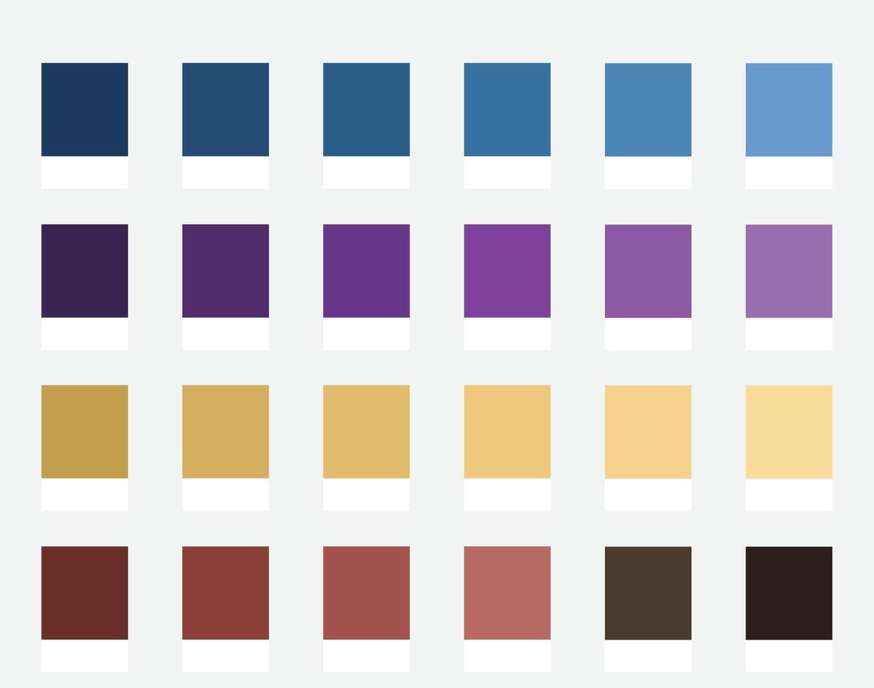 Color Palette 24 Royal Elegance Colours - Fashion and Luxury Tones, Deep Blue, Gold, Regal Purple - with HEX Codes and Names, Colour Scheme and Combinations vector