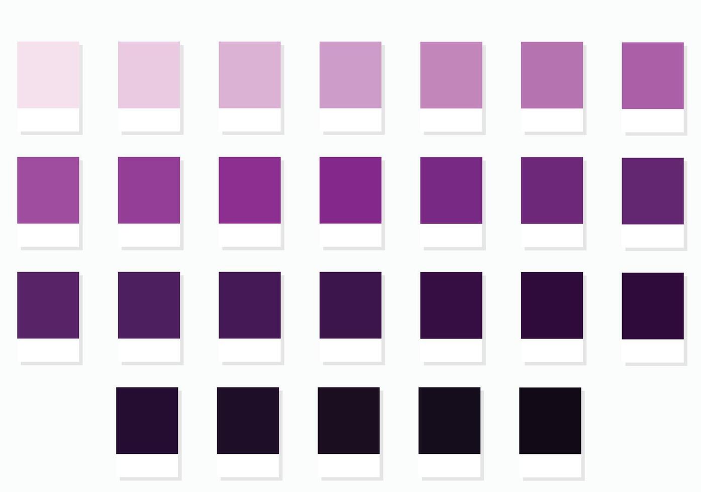 Color Palette 26 Plum and Deep Violet Shades - 3d Light Soft to Deep Dark Purple Tones - with HEX Codes and Names, Colour Swatches, Scheme and Combinations vector
