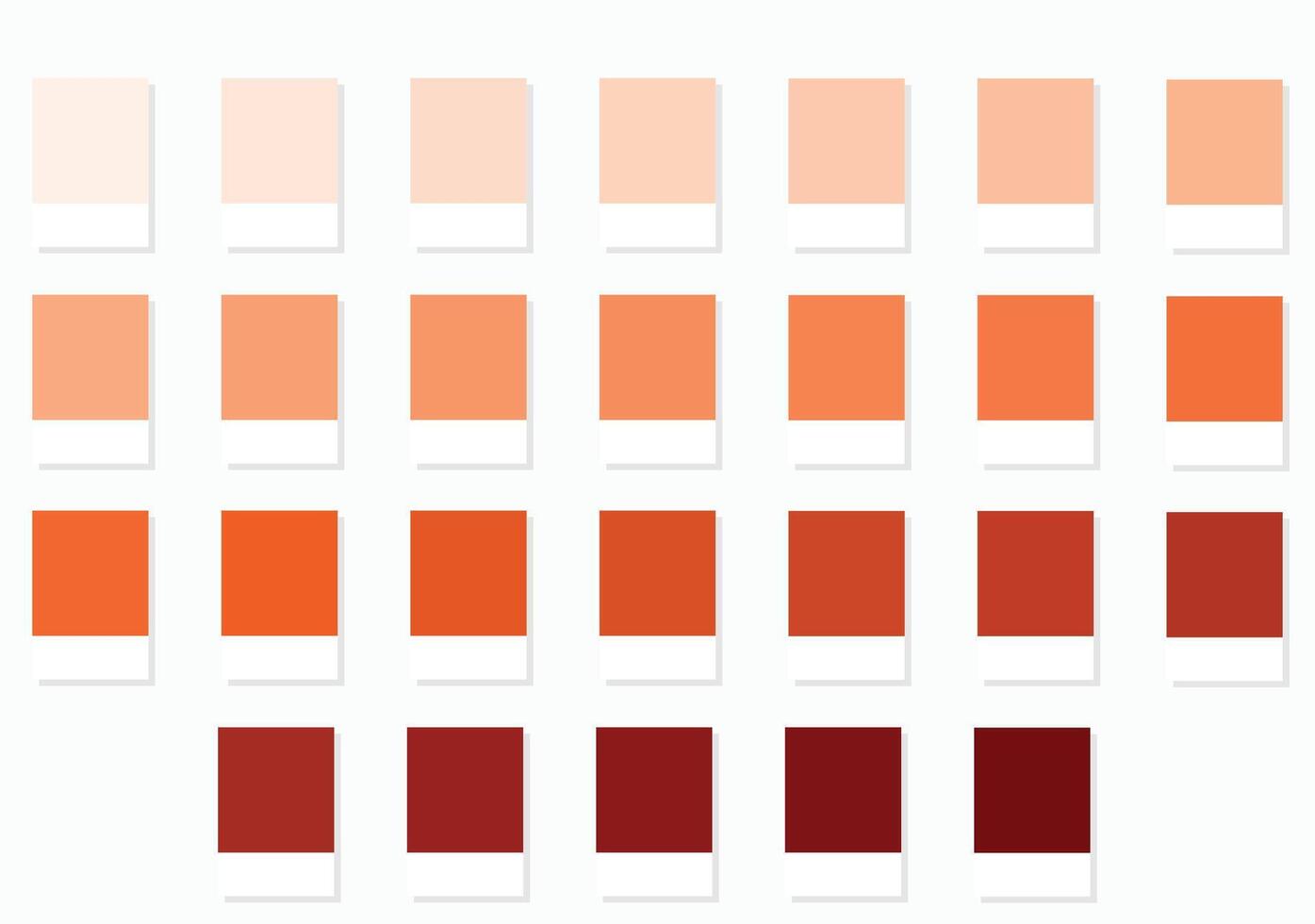 Color Palette 26 Peach Fuzz and Apricot Shades - 3d Pastel Faded to Rich Dark Autumn Tones - with HEX Codes and Names, Colour Swatches, Scheme and Combinations vector
