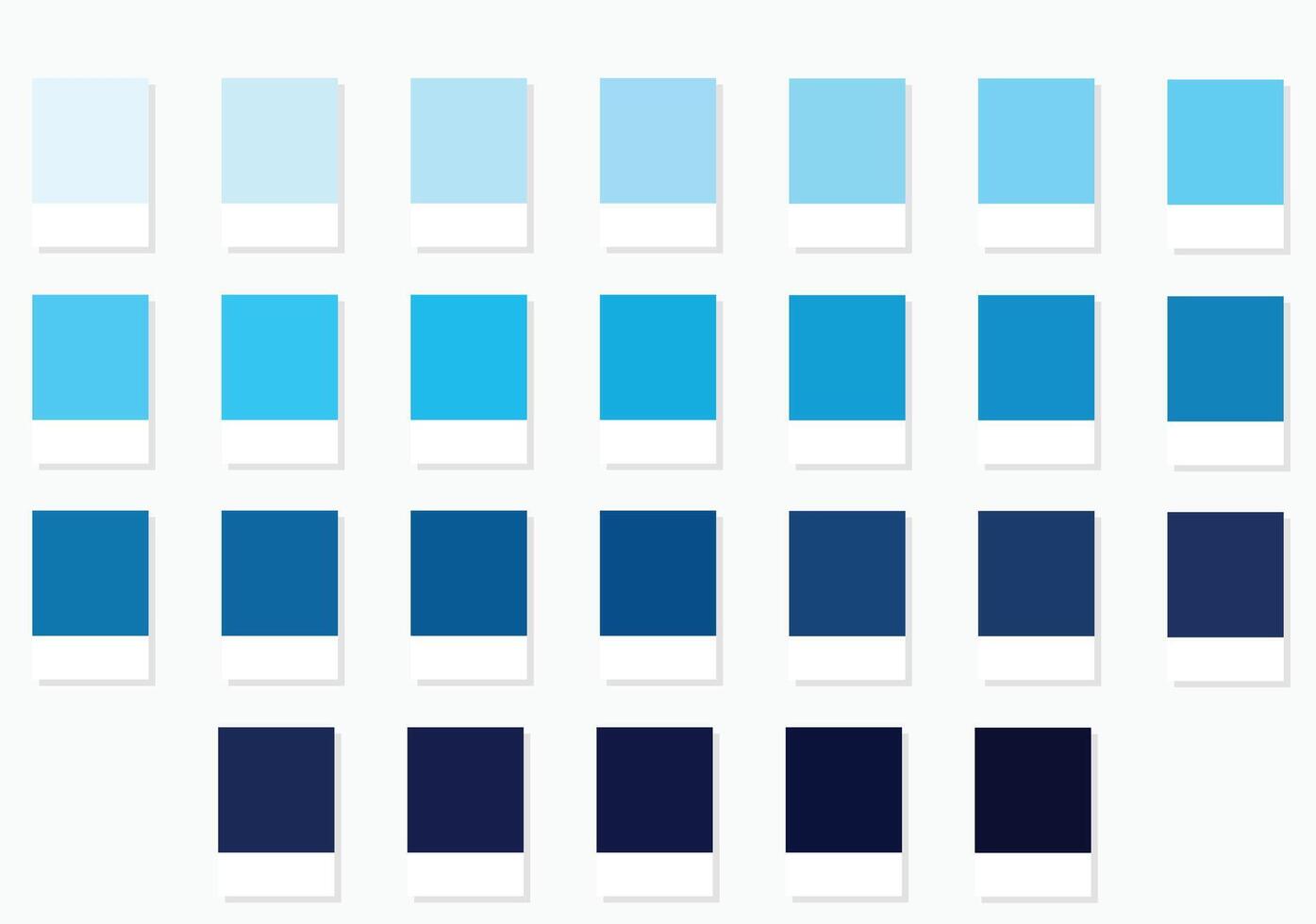 Color Palette 26 Cyan and Oceanic Shades - 3d Soft Airy to Rich Dark Blue Tones - with HEX Codes and Names, Colour Swatches, Scheme and Combinations vector