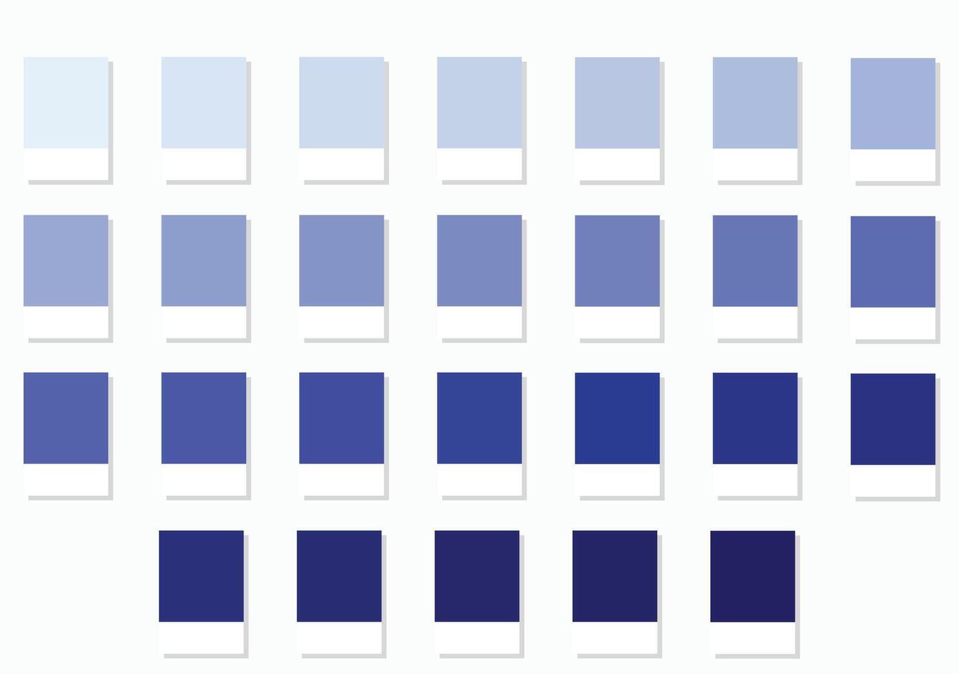 Color Palette 26 Denim and Washed Blue Shades - 3d Light Faded to Deep Dark Blue Tones - with HEX Codes and Names, Colour Swatches, Scheme and Combinations vector