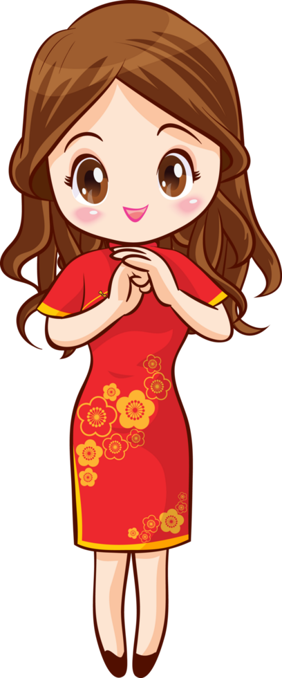 Elegant woman wishing happiness and fortune for the new year. png