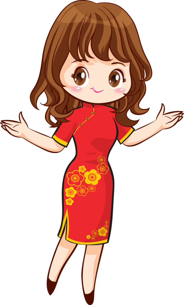 Joyful woman dressed in red, spreading festive happiness. png