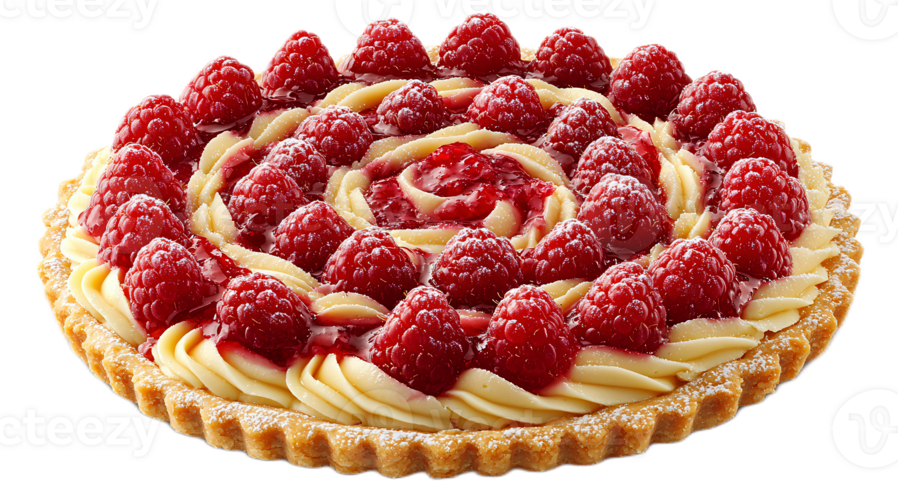 Delicious and Elegant Raspberry Tart with Cream Filling and Glazing png