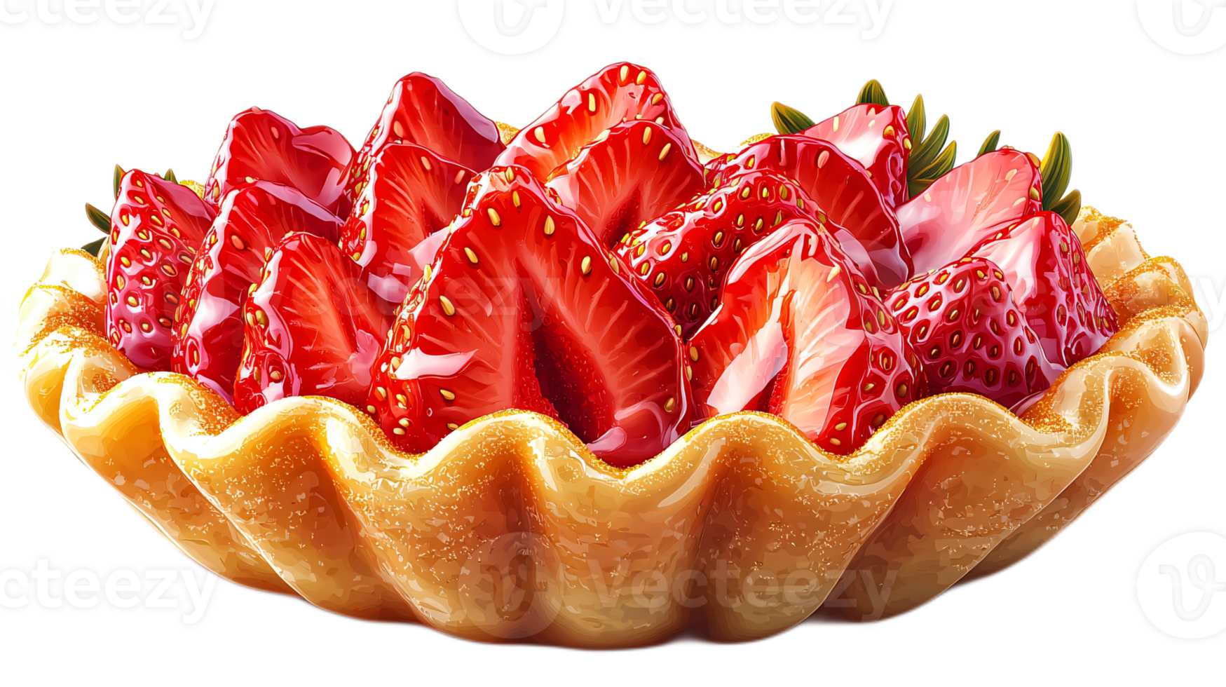 Fresh Strawberry Tart with Glazed Topping and Crispy Crust png
