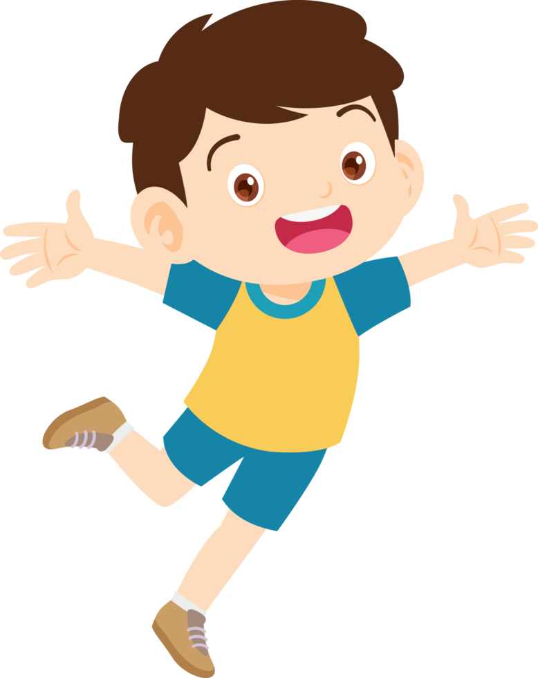 The boy is running around happily. png