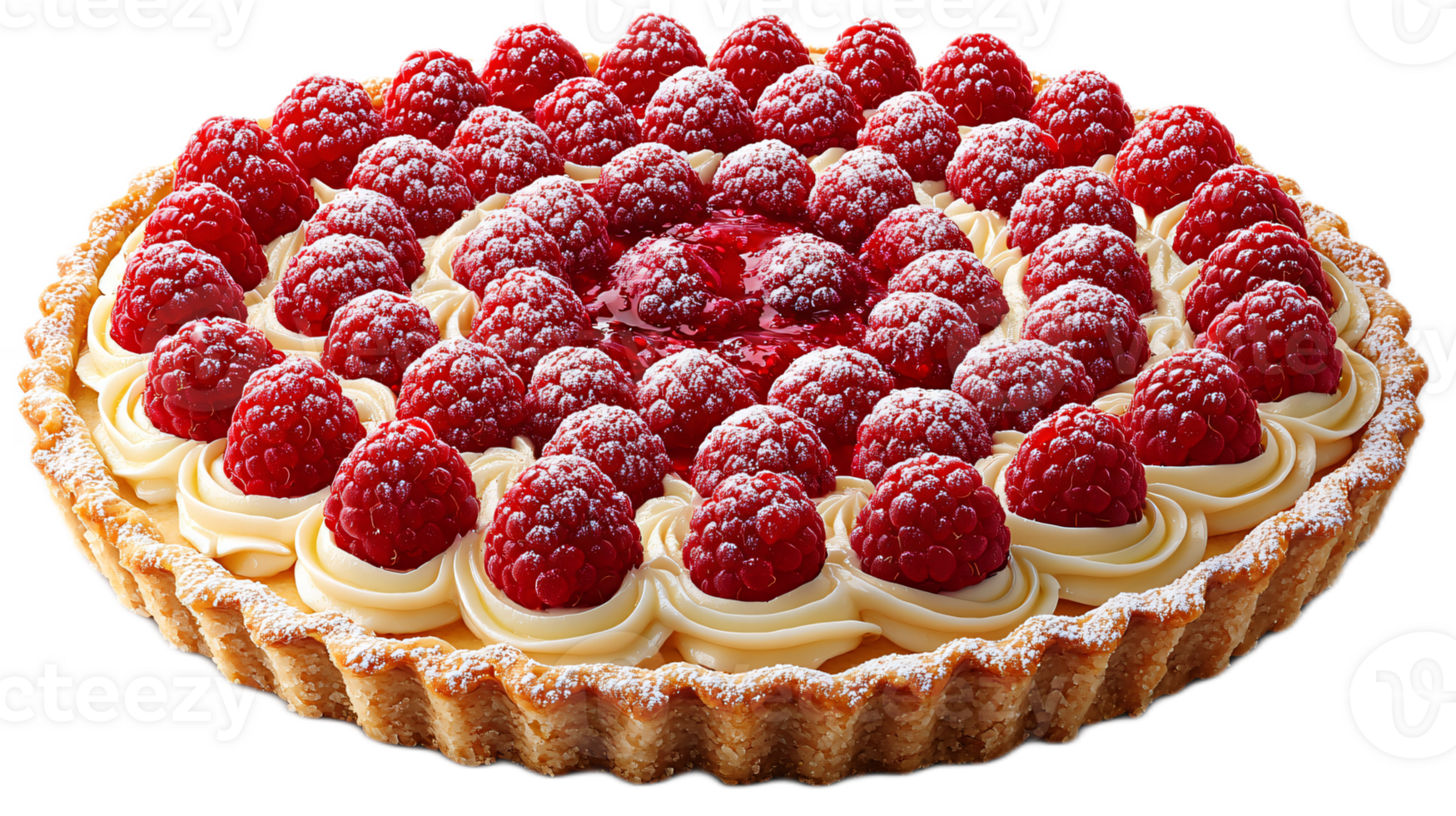 Delicious Raspberry Tart with Cream and Fresh Berries png