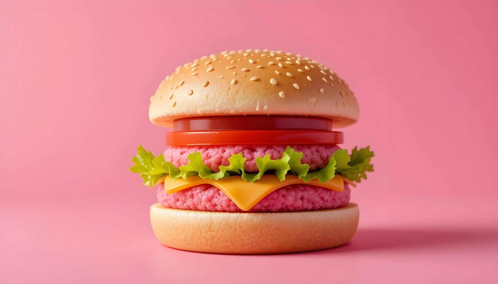 Playful Pink Hamburger on a Pink Background photo