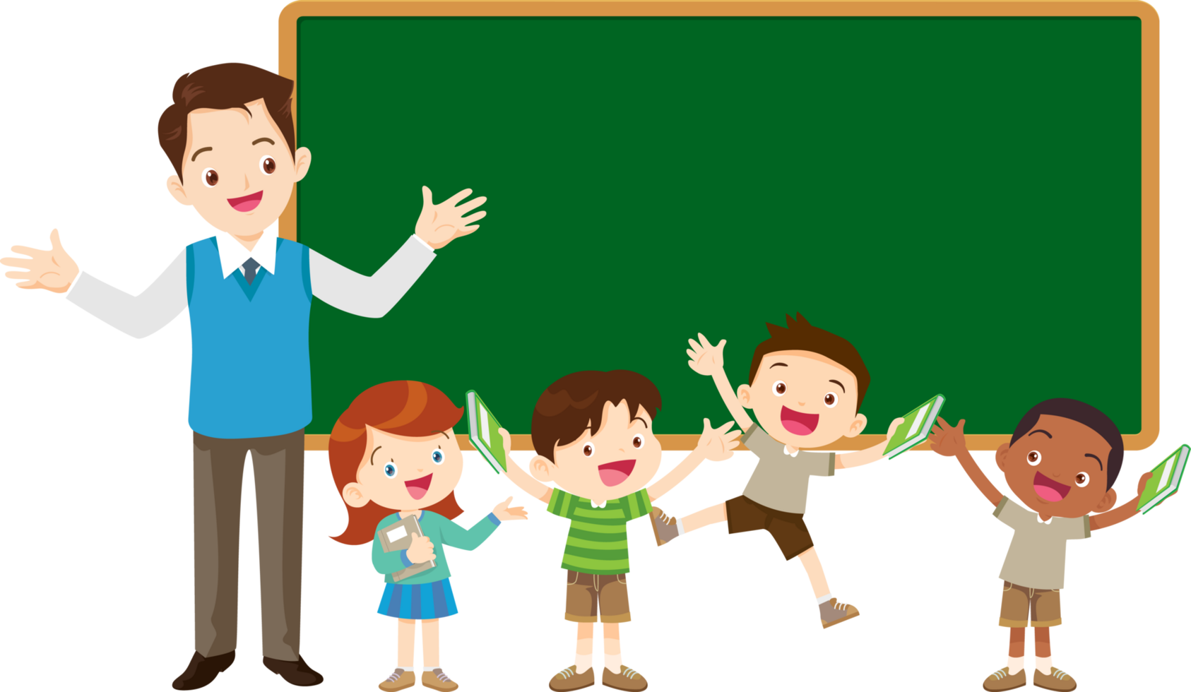Children are having fun playing educational games in the classroom. png