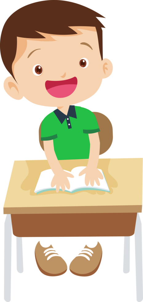 Smiling boy enjoying a fun lesson with his classmates. png