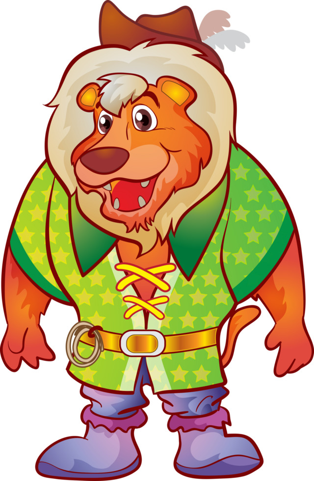 Cute lion mascot with a big fluffy mane, perfect for logos and branding. png
