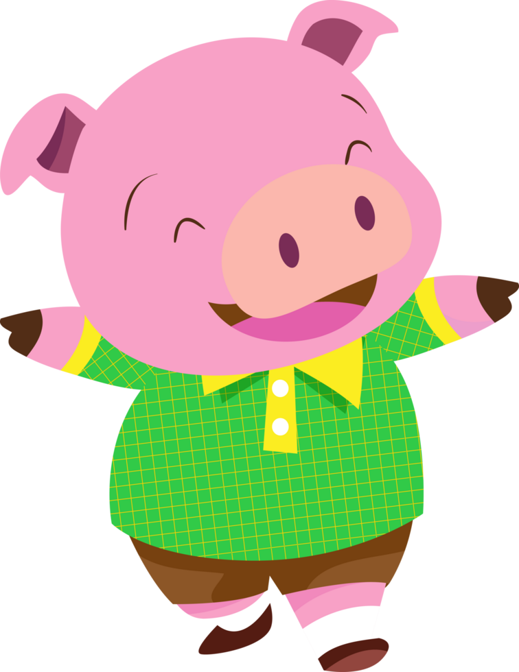 A cartoon pig is smiling happily. png