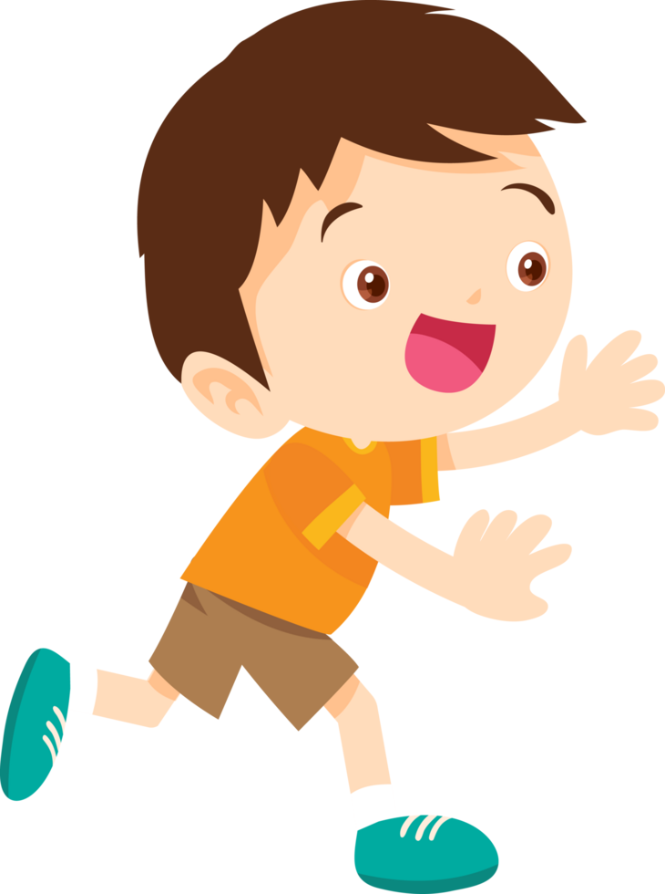 Cheerful little boy laughing in a comic-style playground scene. png