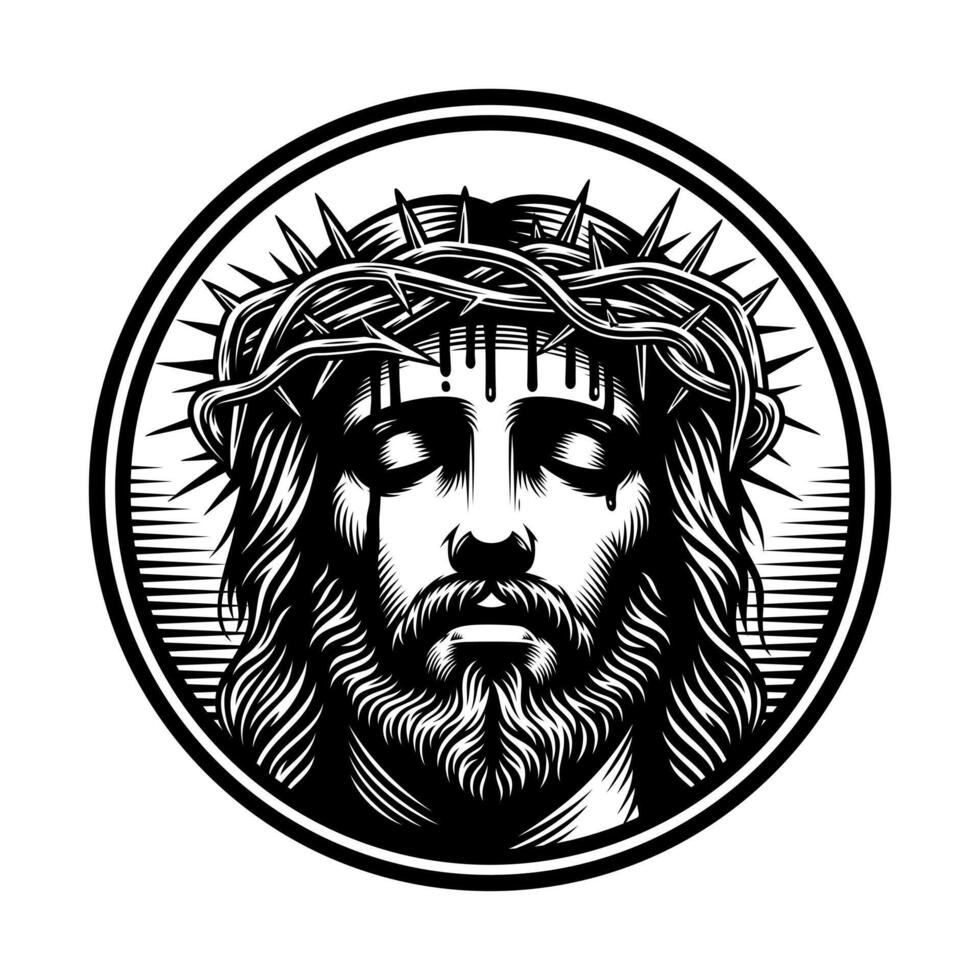 Jesus Christ Wearing Crown Of Thorns vector