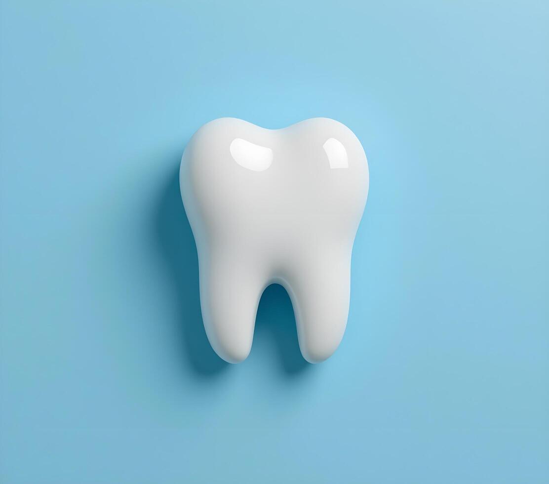 3D Model of a Healthy Tooth on a Light Blue Background photo