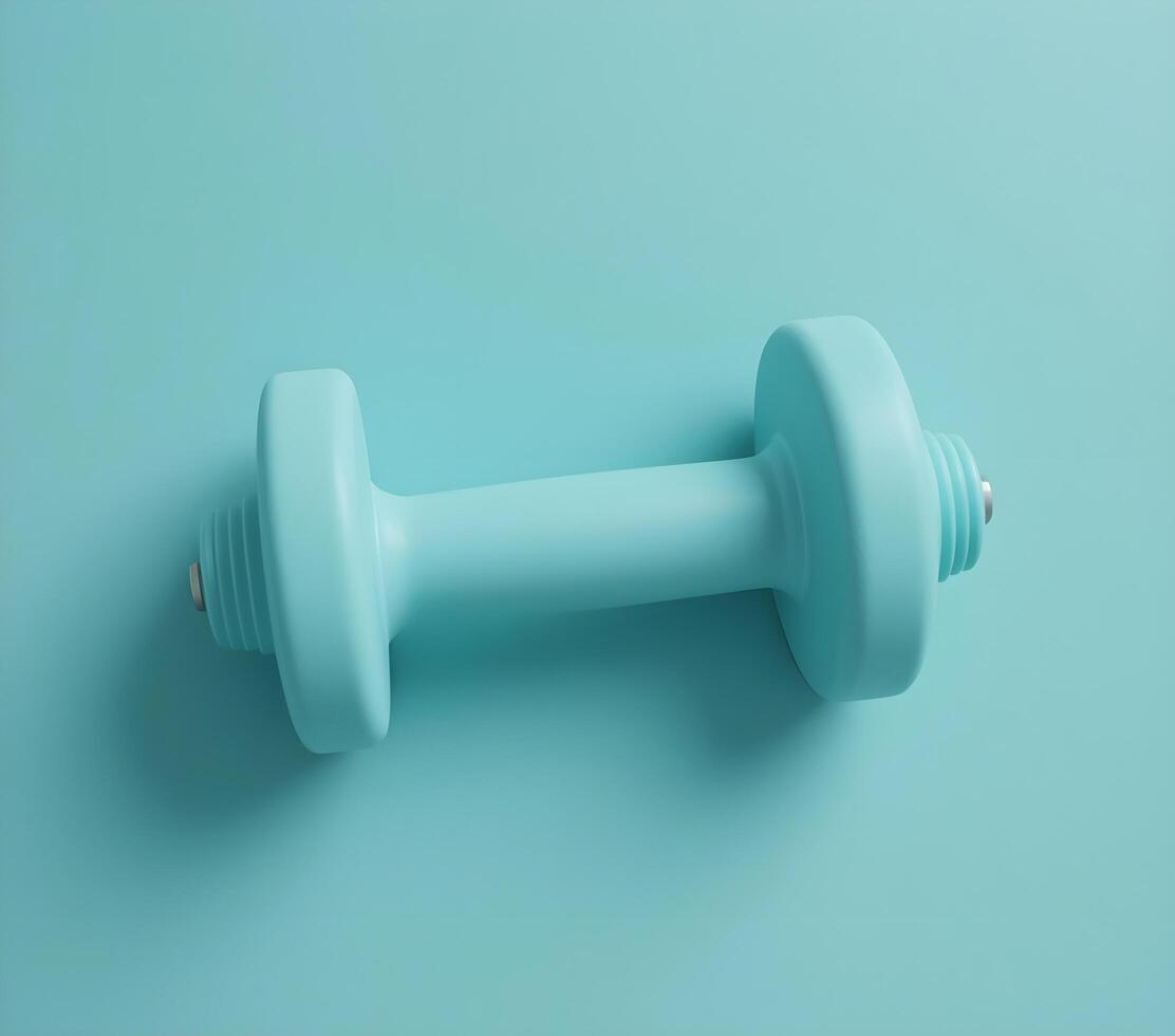 Modern Turquoise Dumbbell on a Solid Background photo