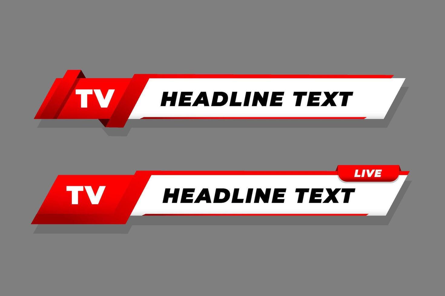 Set banners and lower thirds for news channel with red and white color vector