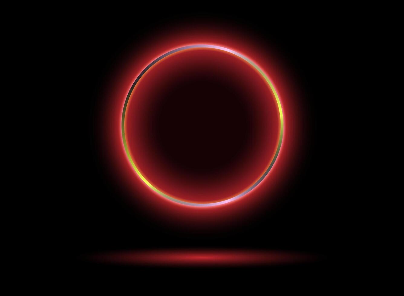 Abstract studio with red neon glowing circle empty frame for product presentation vector
