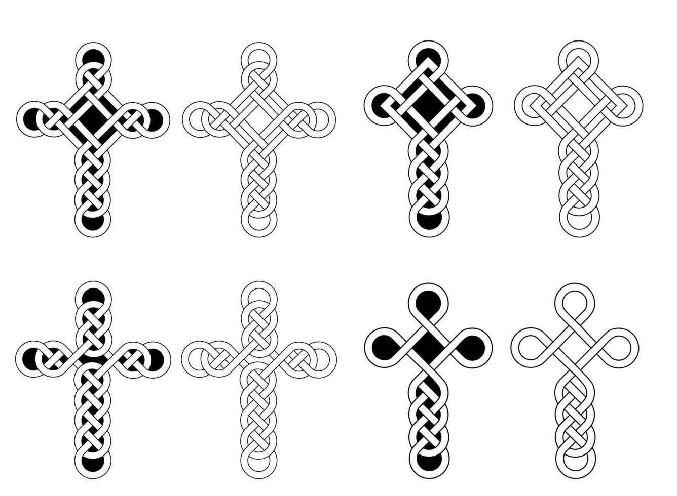 Celtic cross, knots, ornaments northern Irish motifs collection vector