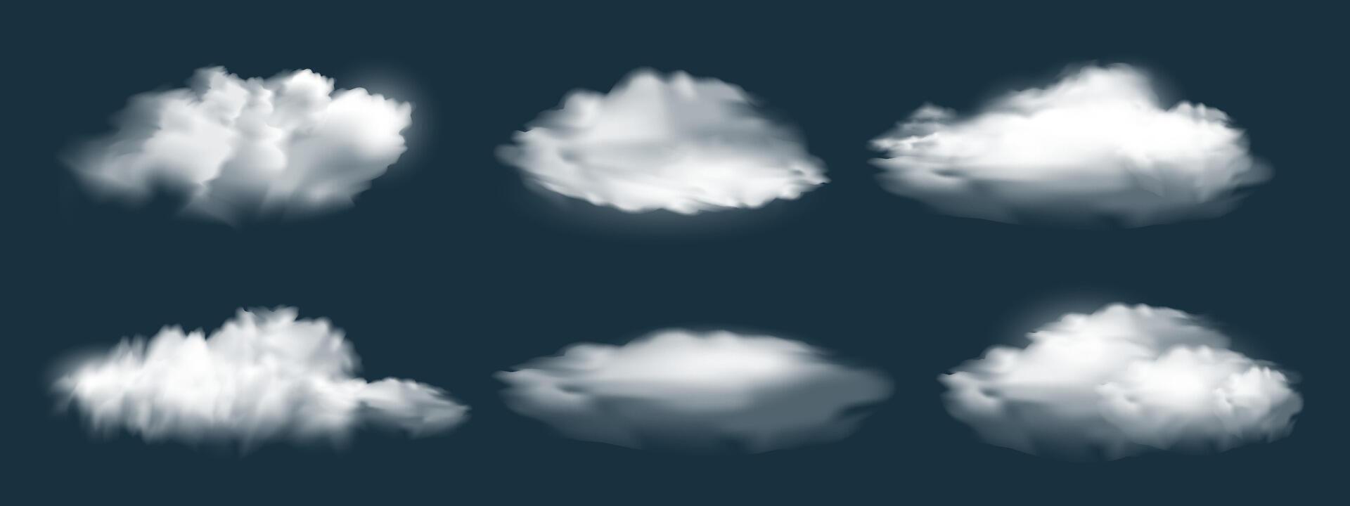 Clouds, Realistic 3D isolated elements on the dark blue background vector