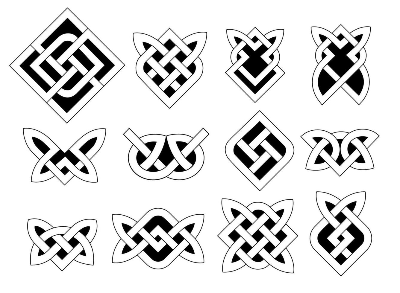 Celtic ornaments northern Irish motif,celtic knots collection vector