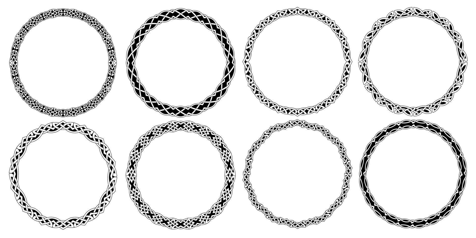 Round Celtic style frames borders,circular magical patterns set vector