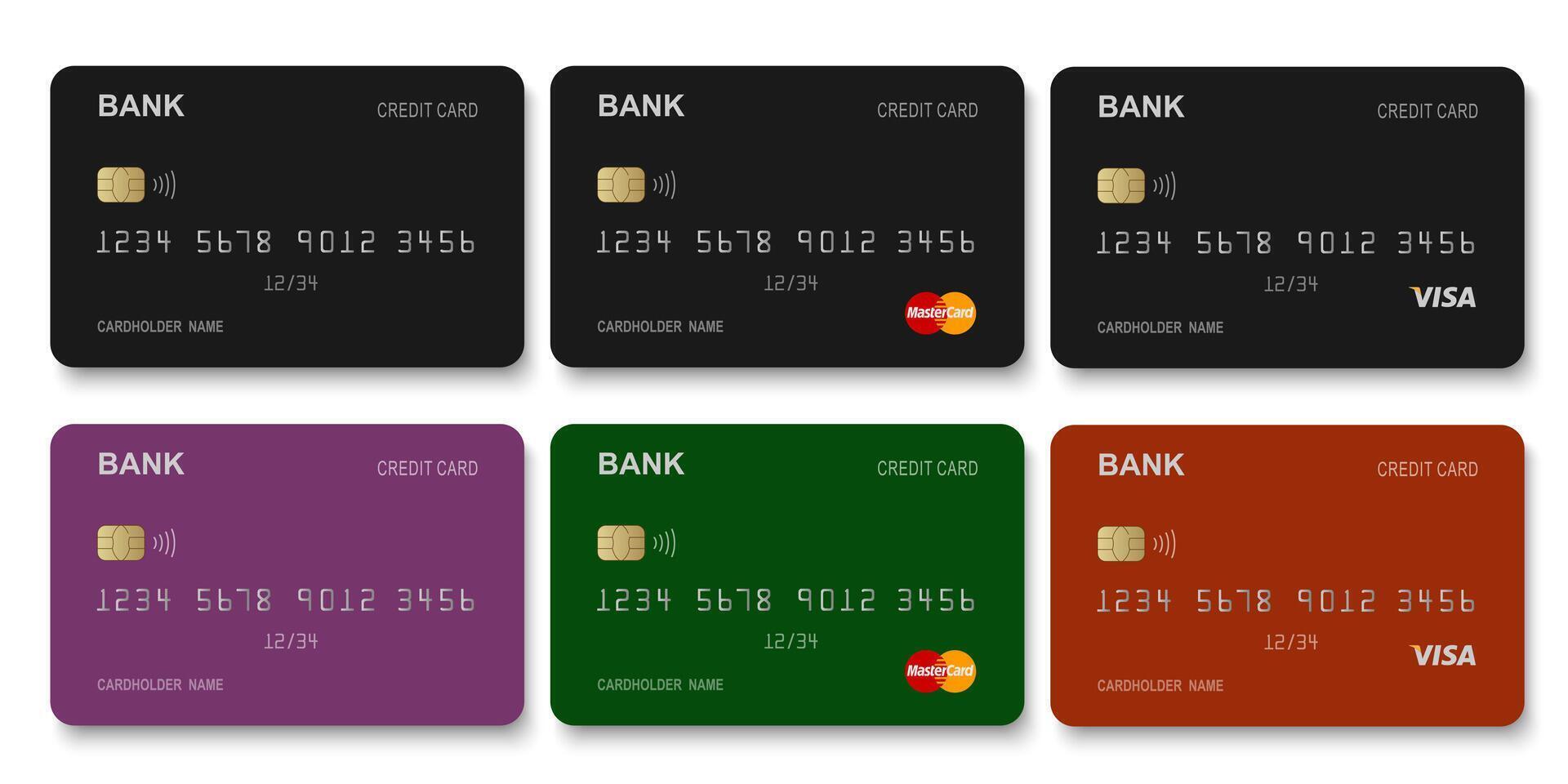 Credit debit cards realistic detailed 3d style vector