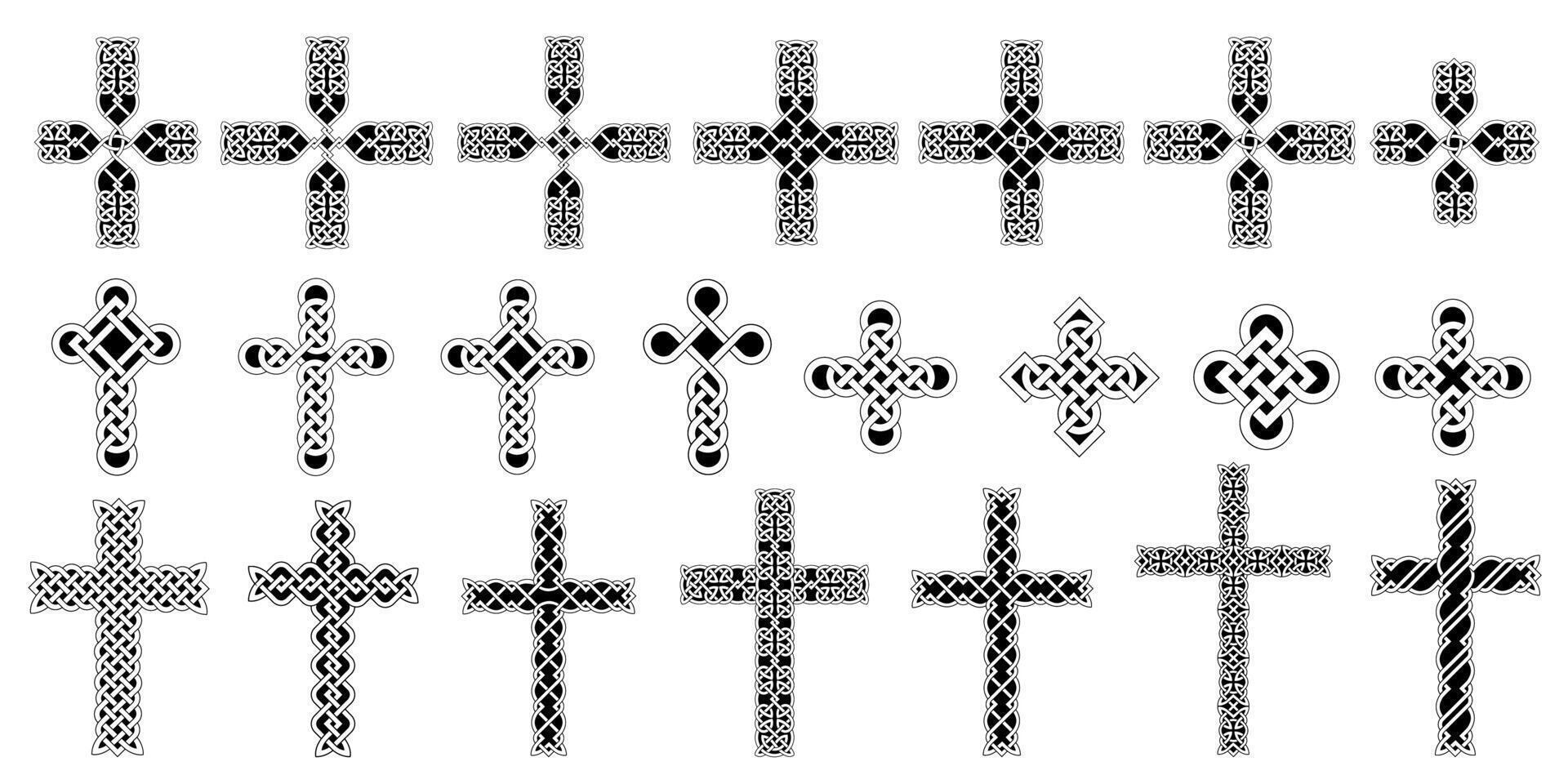 Celtic knots, cross, ornaments northern Irish motifs collection vector