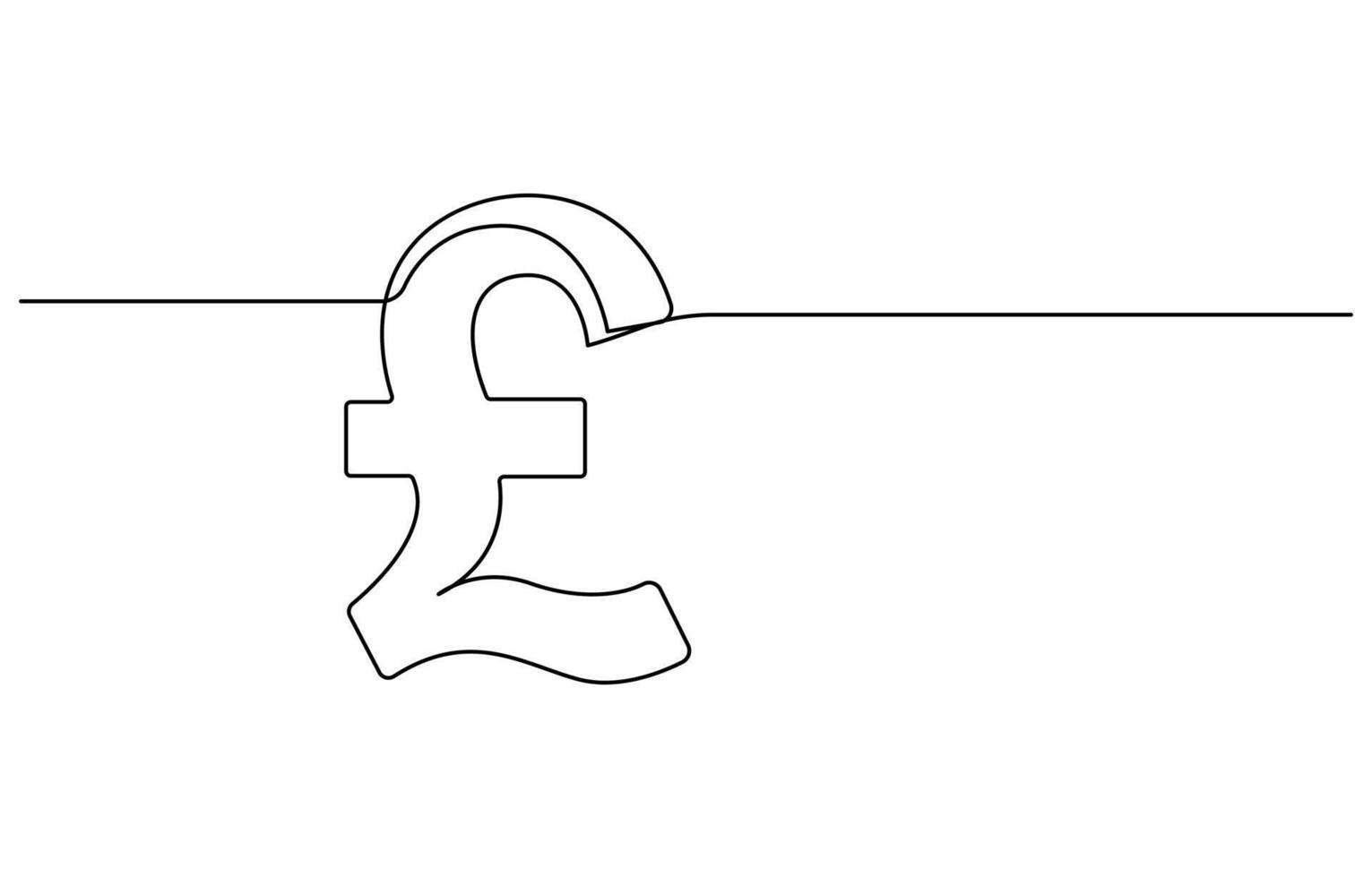 pound sterling sign continuous one line drawing, vector