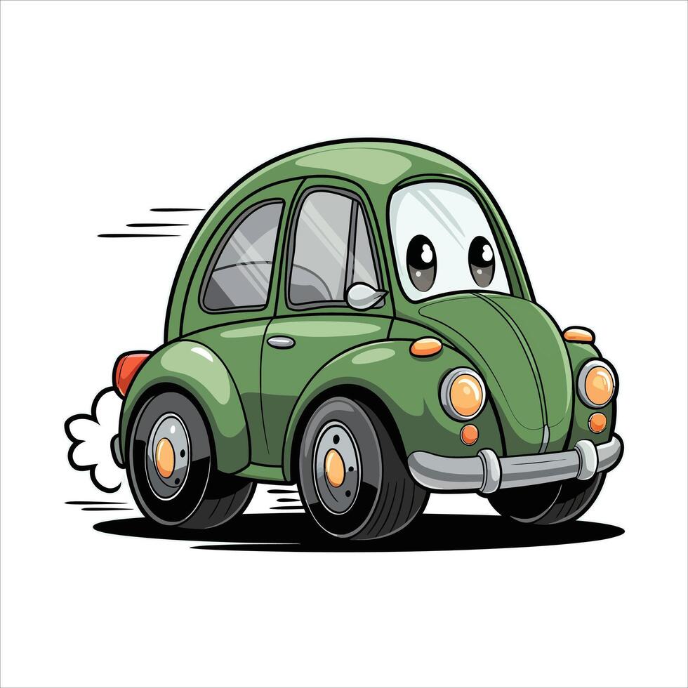 Playful Cartoon Green Car vector