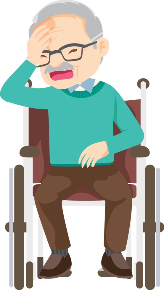 Grandpa had a headache while waiting for the doctor to check him up. png