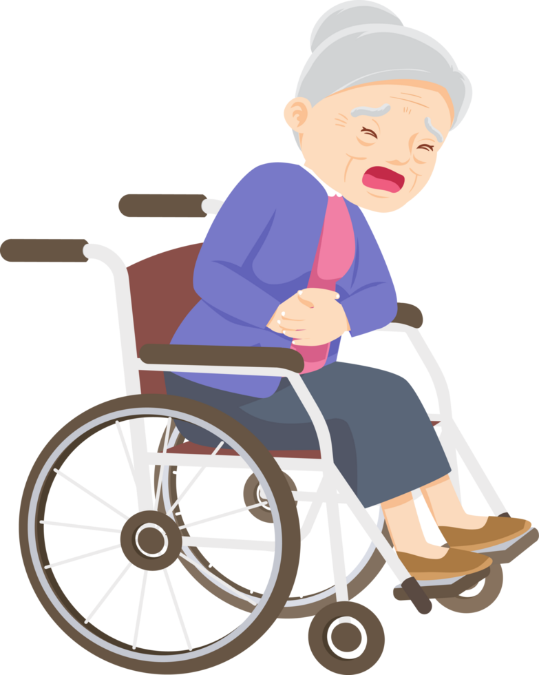 Grandma came to see the doctor because she had a stomachache. png