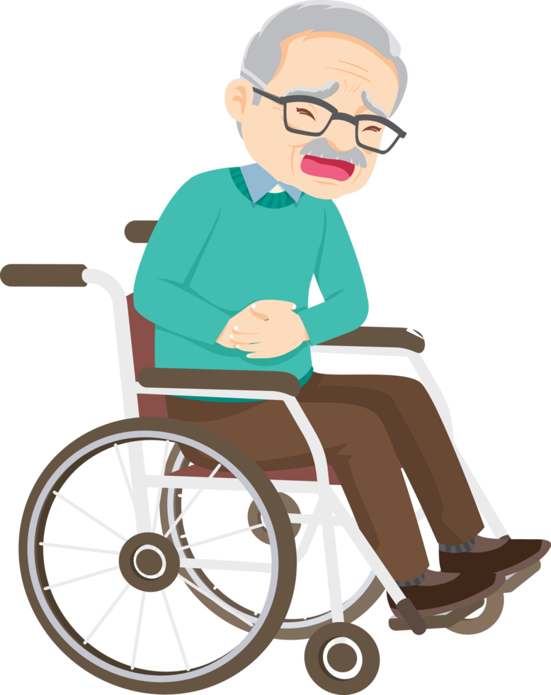 Grandpa had stomach pain while waiting for the doctor to check him up. png