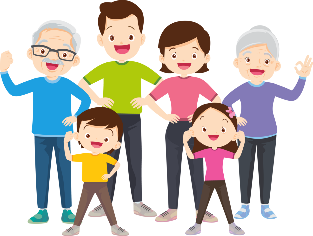 Fun and energetic family workout session at home. png
