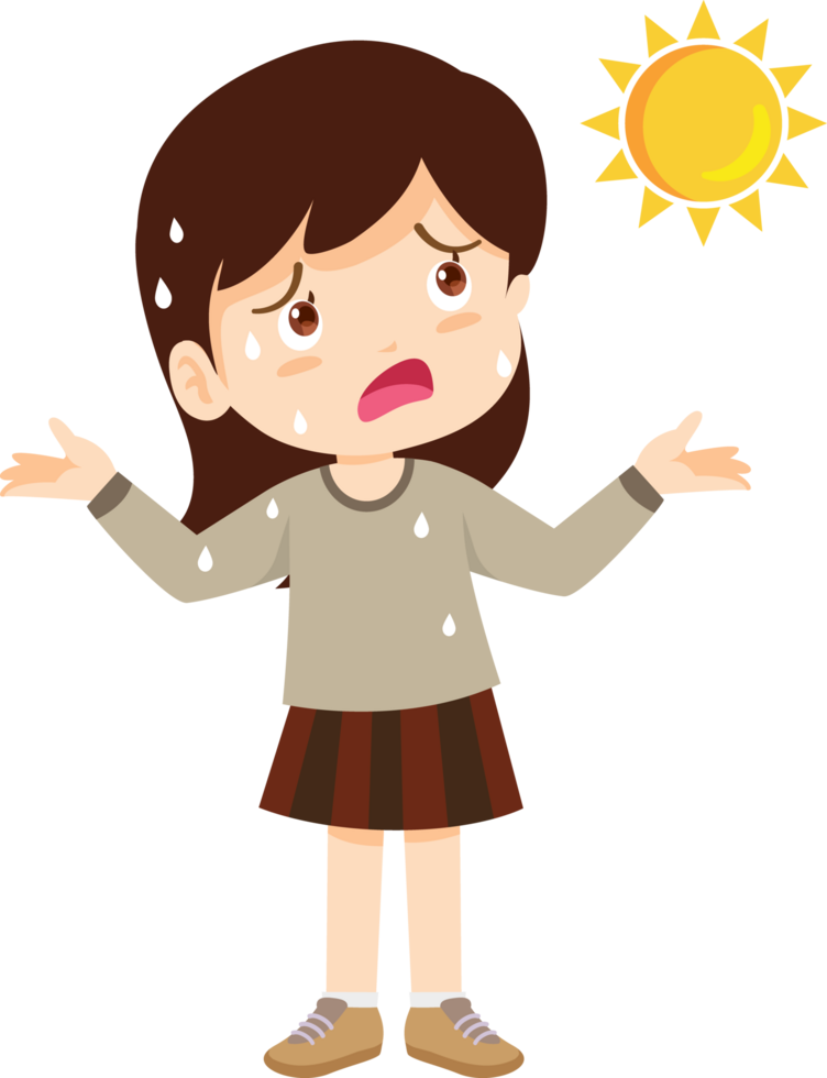 A pop art girl looks exhausted from playing in the sun png