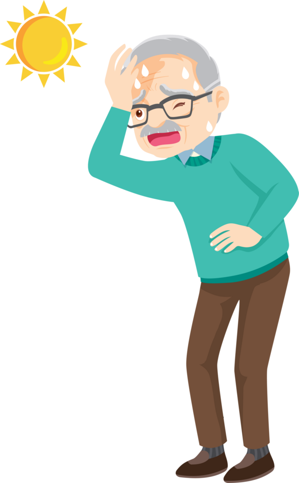 Summer day makes grandpa dizzy and tired. png