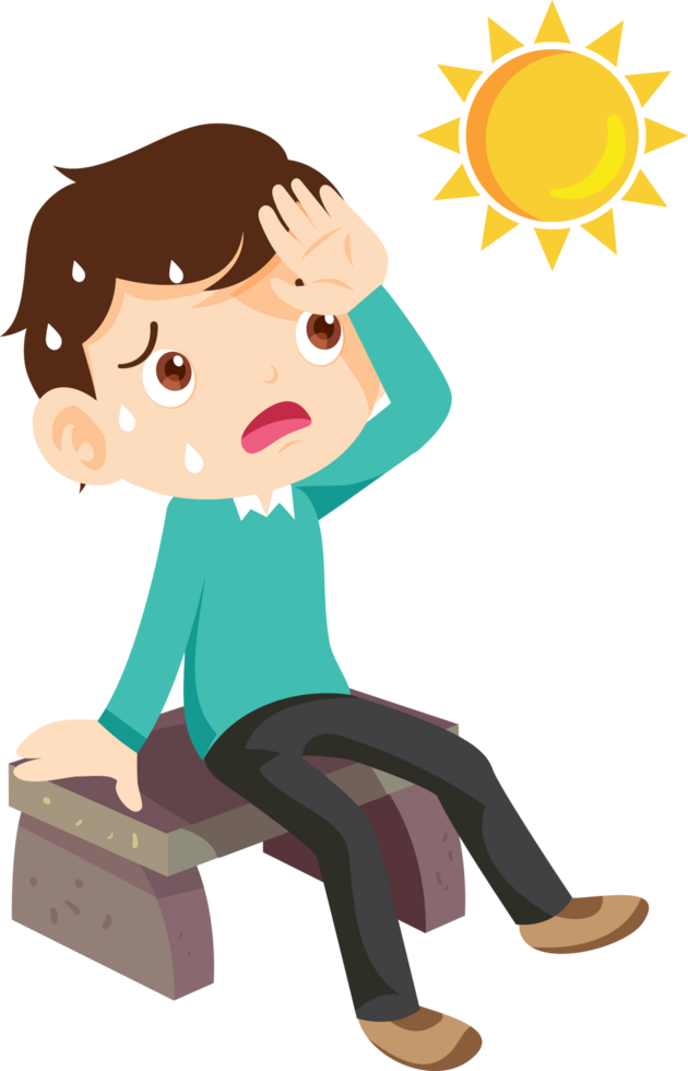Hot summer day making kids feel dizzy and tired. png