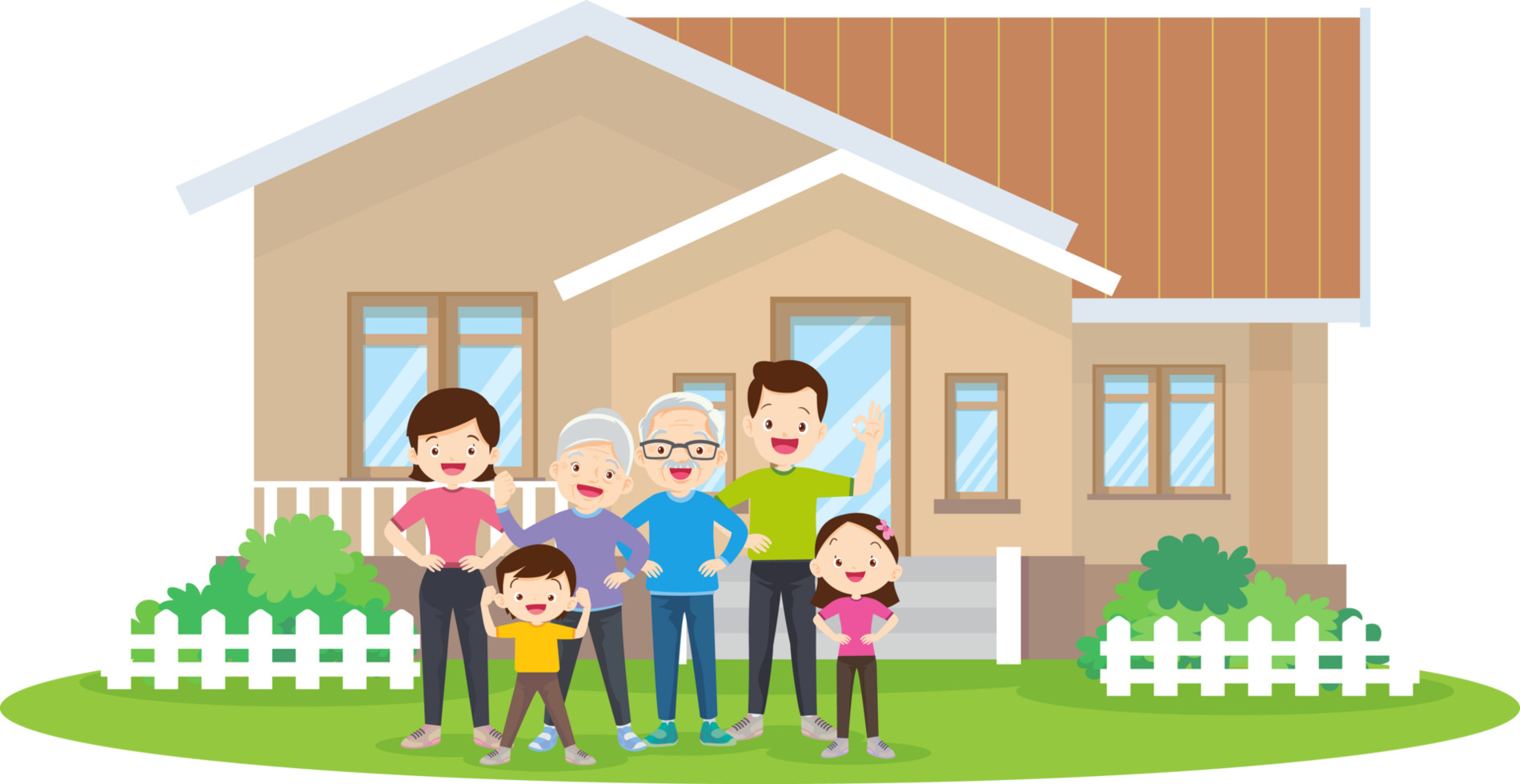 Family members exercise vigorously on a sunny day. png