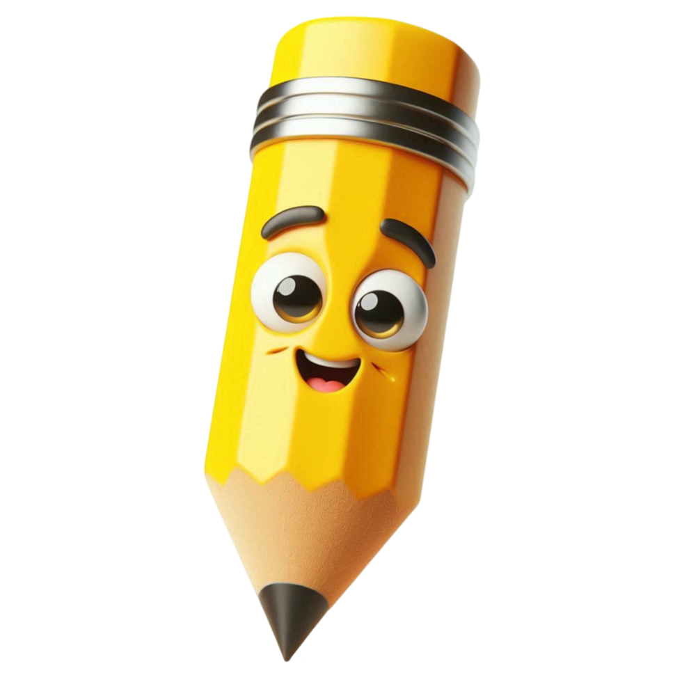 Smiling Cartoon Pencil with Expressive Face png