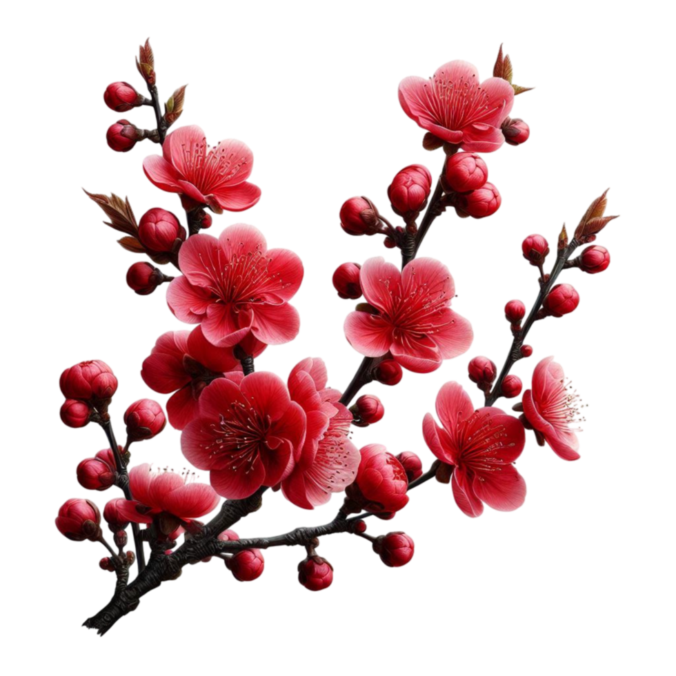 Red Cherry Blossom Branch Transparent png
