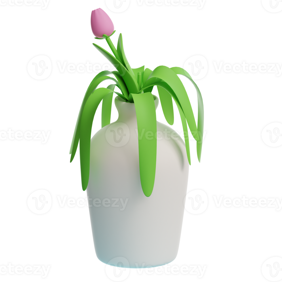 3d flower vase home interior icon png