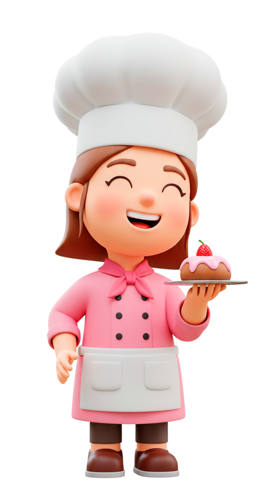 cook holding a tray with cake png