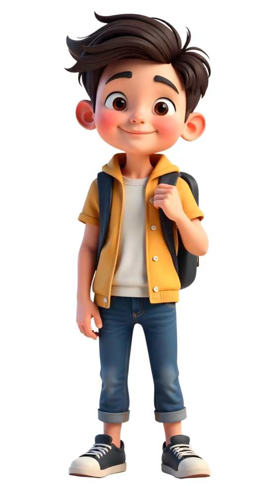 student boy student wearing backpack and yellow shirt png