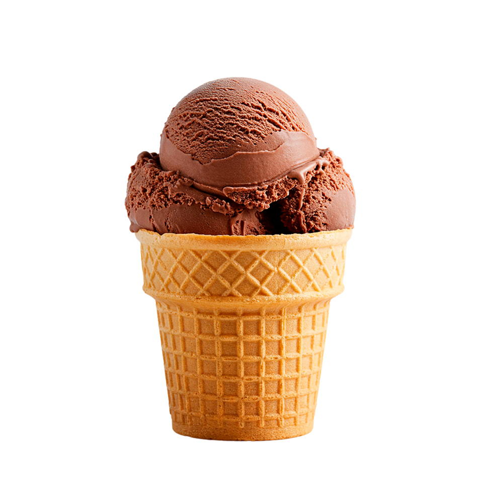 An ice cream cone with chocolate ice cream in it png