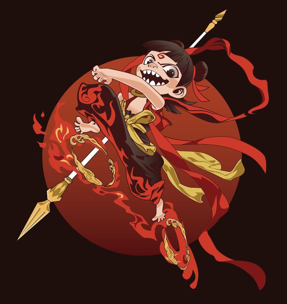 Nezha 2D Cartoon vector