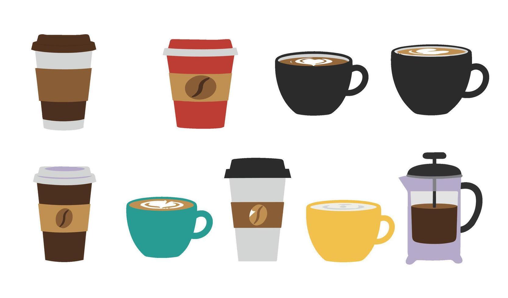 Coffee Grinder Brewing Icons with Beans and Moka Pot vector